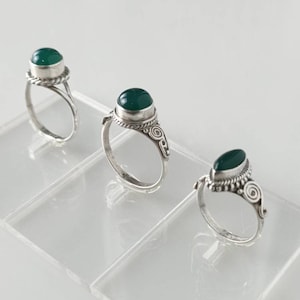Green emerald ring, emerald ring, silver emerald ring, green gemstone ring, emerald silver ring, stackable emerald ring, boho, Australia