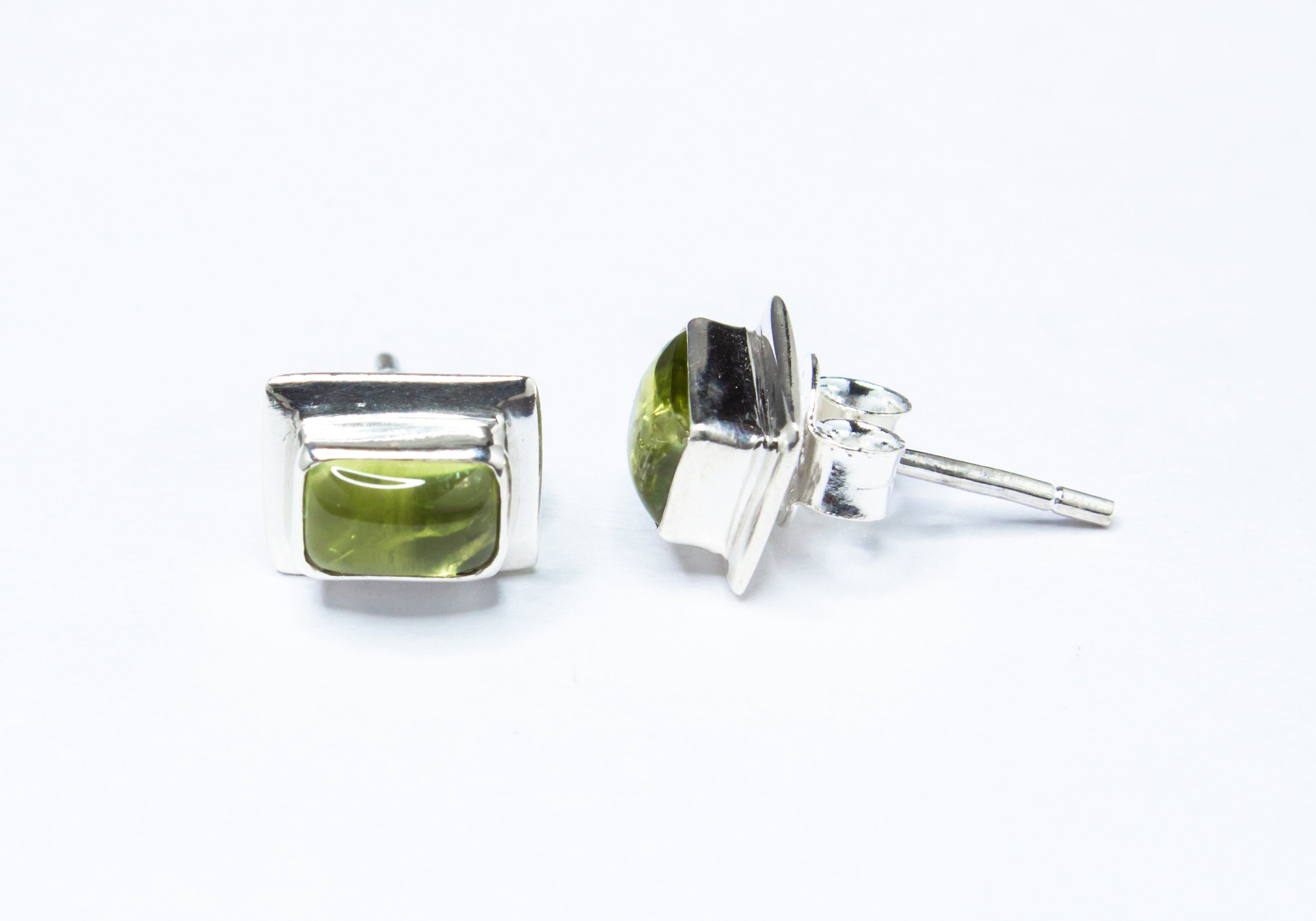 Franki Baker AA qualità verde peridoto gemma occhio di gatto di goccia orecchini in argento Sterling 925, lunghezza: 3 cm : Franki Baker