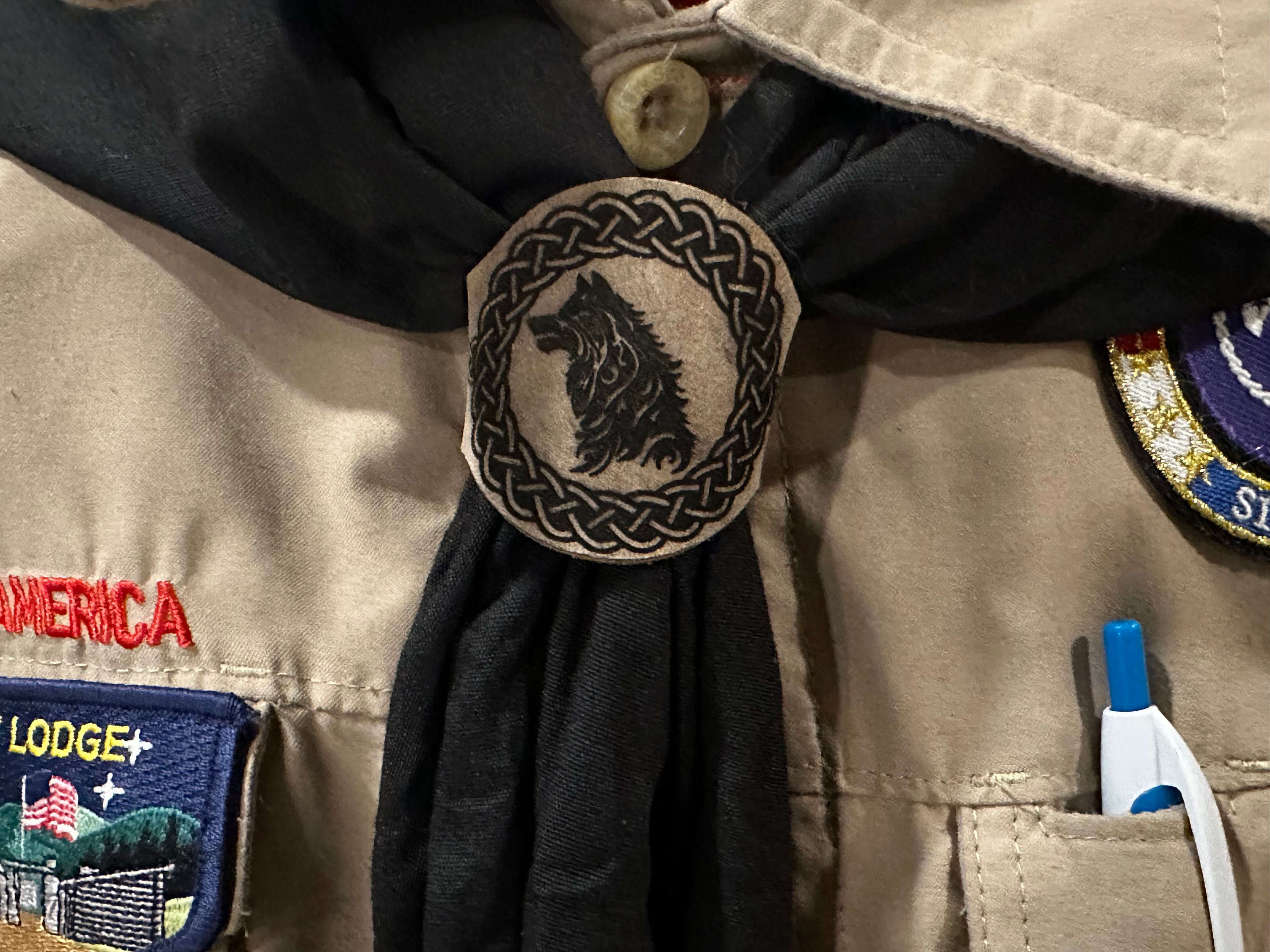 Celtic Inspired Leather Neckerchief Slide Etsy