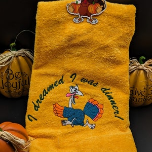 Thanksgiving Kitchen Towel, Embroidered Hand Towels, Turkey, Funny Thanksgiving Gift, Thanksgiving Gift, Host Gift, Hand or bath Towel image 8