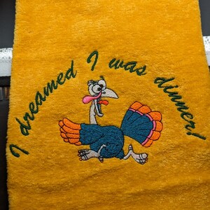 Thanksgiving Kitchen Towel, Embroidered Hand Towels, Turkey, Funny Thanksgiving Gift, Thanksgiving Gift, Host Gift, Hand or bath Towel image 5