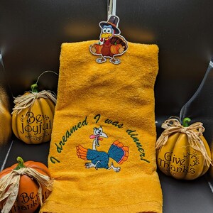 Thanksgiving Kitchen Towel, Embroidered Hand Towels, Turkey, Funny Thanksgiving Gift, Thanksgiving Gift, Host Gift, Hand or bath Towel image 4