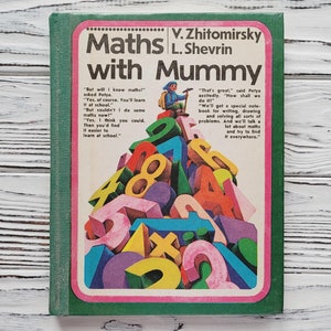 Maths avec maman, manuel scolaire, mathématiques pour enfants, alphabet mathématique, texte en anglais, livre pour enfants vintage soviétique, 1987