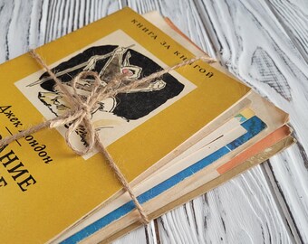 Conjunto de 8 libros infantiles vintage, materiales para diarios creativos, efímeros para collage de técnica mixta, paquete de manualidades en papel, lote de libros de segunda mano.