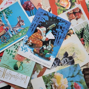 100 cartes postales anciennes, lot, vente, cartes postales de l'Union soviétique, URSS, inutilisé, occasion, art, techniques mixtes, papier éphémère, années 1960, années 1970, années 1980, années 1990
