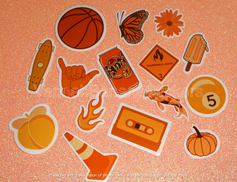 Orange Aesthetic Sticker Pack 15 Stickers Sticker Pack | Etsy