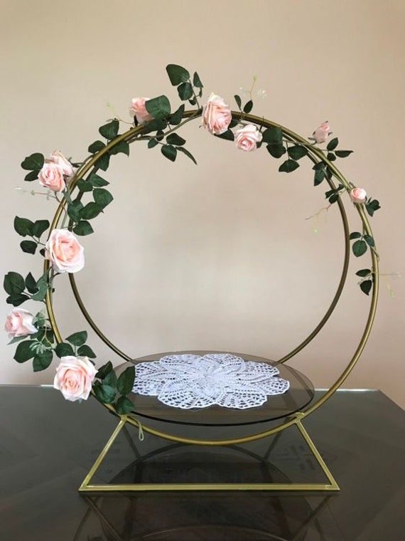 Buy Metal Cake Stand+glass Panel/ Wedding Decor/ Wedding Metal