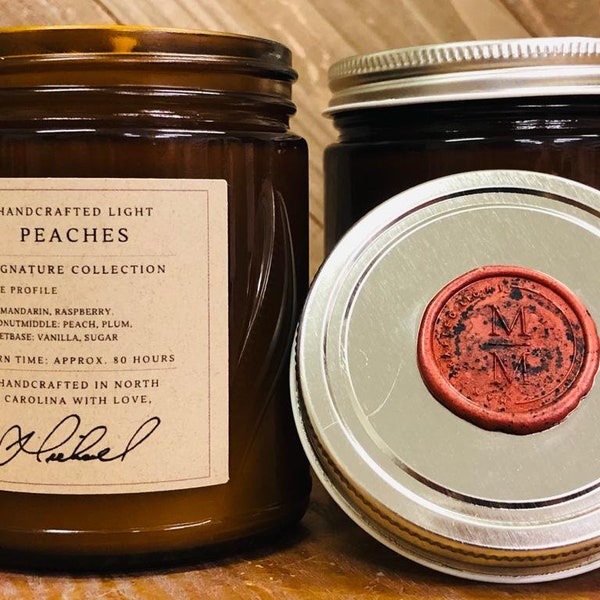 PEACHES | Handmade Artisan Candle | Handcrafted Scented Candles with Essential Oils | Home Décor & Gifts