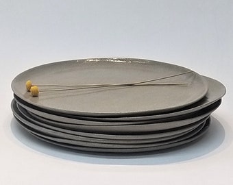 Ceramic Plate Set, Grey Dinnerware Set, Handmade Dinner Plate Set, Rustic Plates Set