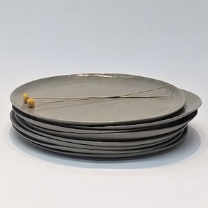 Ceramic Plate Set, Grey Dinnerware Set, Handmade Dinner Plate Set, Rustic Plates Set