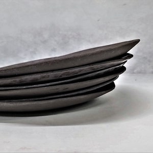 Black Ceramic Dinner Plates, Handmade Plates, Black Pottery Plates, Unique Black Plates, Rustic Ceramic Plates image 4