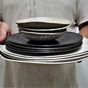 Vintage Dishware, Modern Asian Dinnerware Set, Dinner Plates Set, Mexican Ceramic Dishware Set, Stoneware Dinnerware Set, Ceramic Dish Set