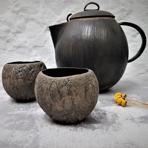 Handmade Tea Set With Teapot, Ceramic Tea Cup Set, Pottery Tea Set, Tea Cup Gifts Set, Fathers Day Gifts, House Warming Gifts