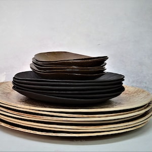 Rustic Ceramic Dinnerware Set – Handmade Stoneware Dishes, Earthy Artisan Plates, Organic Modern Pottery, Wabi Sabi Ceramics