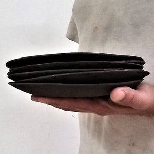 Black Ceramic Dinner Plates, Handmade Plates, Black Pottery Plates, Unique Black Plates, Rustic Ceramic Plates