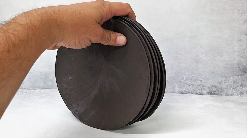 Black Ceramic Dinner Plates, Handmade Plates, Black Pottery Plates, Unique Black Plates, Rustic Ceramic Plates image 3