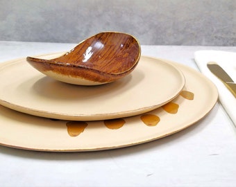 Modern Easter Dinnerware Set for 6-12 People - Brown Ceramic Dishes fo –  YOMYOM CERAMIC By yossi malca