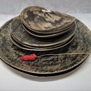 Ceramic Dinnerware Set, Unique Plate Set, Rustic Dish Set, Modern ...