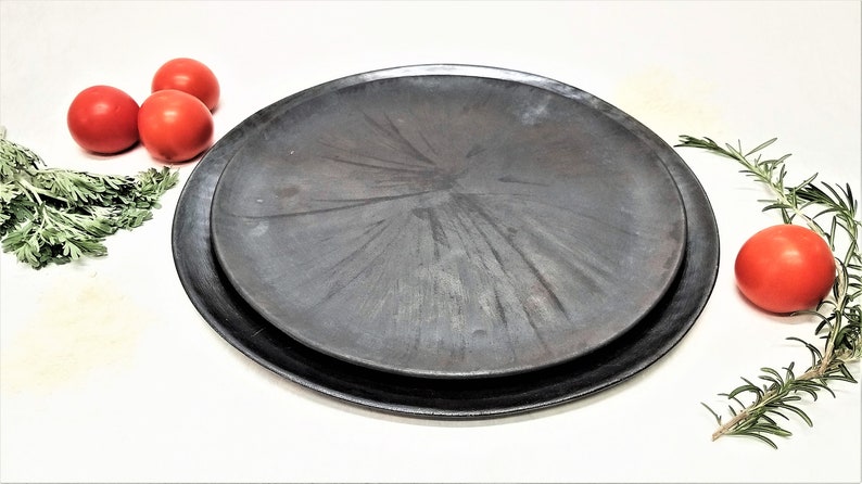 Rustic Black Charger Plate, Wedding Charger Plate, Designer Plates, Large Ceramic Dinner Plate, Large Round Tray, Modern Charger Plate