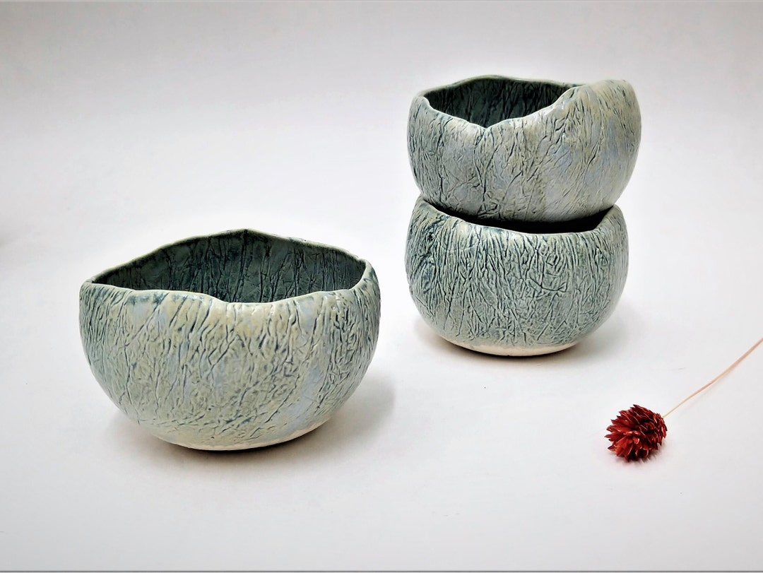 Unique Blue Serving Bowls Blue Pottery Bowls Rustic Ceramic Etsy