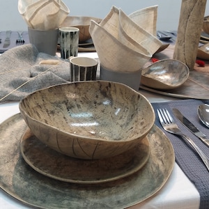 Stoneware Dinnerware Set, Pottery Plates Set, Ceramic Dinnerware Set For 6, Easter 38 Piece Dinner Set, Ceramic Wedding Gift