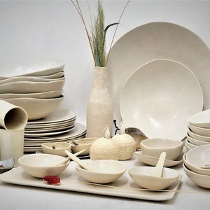 Christmas Dining Set, Holidays Dinnerware, White Dishes Set, Christmas Dinnerware Set, Handmade Ceramic Dinnerware, Elegant Plates Set