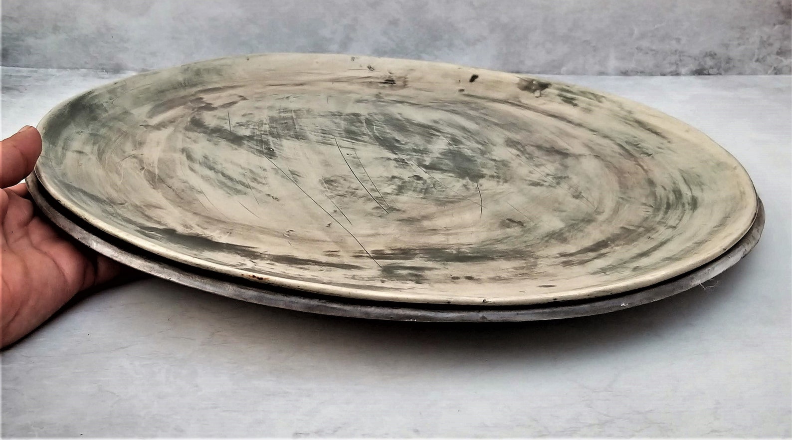 Ceramic Pizza Stone for Oven Charger Plate Large Serving Etsy