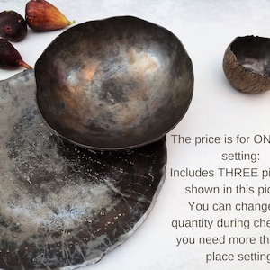 Unique Dinnerware Set, Rustic Ceramic 3 Piece Dinner Set, Stoneware ...