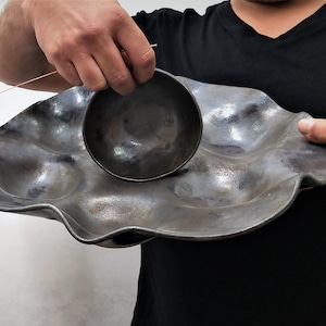 Trockenobsttablett, große Keramikplatte, riesige handgefertigte Servierplatte, ungewöhnliche Servierplatte, moderne Keramiktablett, Tapas-Tablett, Weihnachtsgeschenke