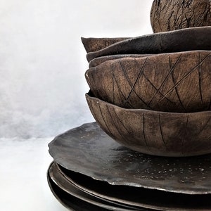 Unique Dinnerware Set, Rustic Ceramic 3 Piece Dinner Set, Stoneware ...
