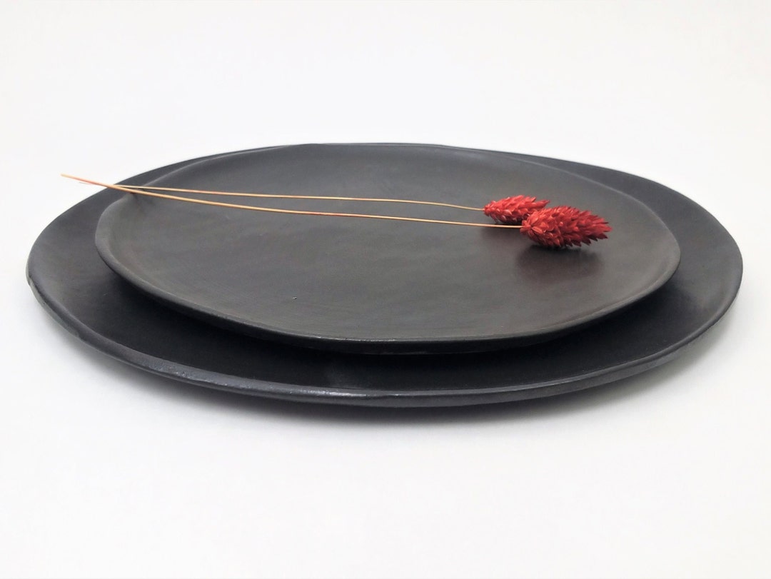 Matte Black Ceramic Dinner Plates Unique Handmade Plates Etsy