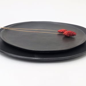 Matte Black Ceramic Dinner Plates, Unique Handmade Plates, Black Pottery Plates