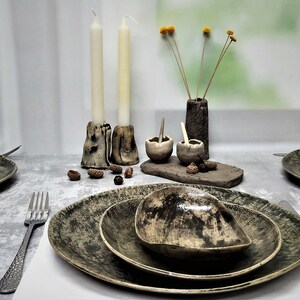 Ceramic Dinnerware Set, Unique Plate Set, Rustic Dish Set, Modern ...