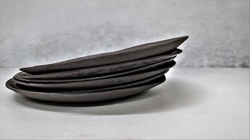 Black Ceramic Dinner Plates, Handmade Plates, Black Pottery Plates, Unique Black Plates, Rustic Ceramic Plates image 4