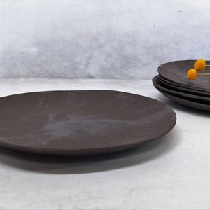 Black Ceramic Dinner Plates, Handmade Plates, Black Pottery Plates, Unique Black Plates, Rustic Ceramic Plates image 5