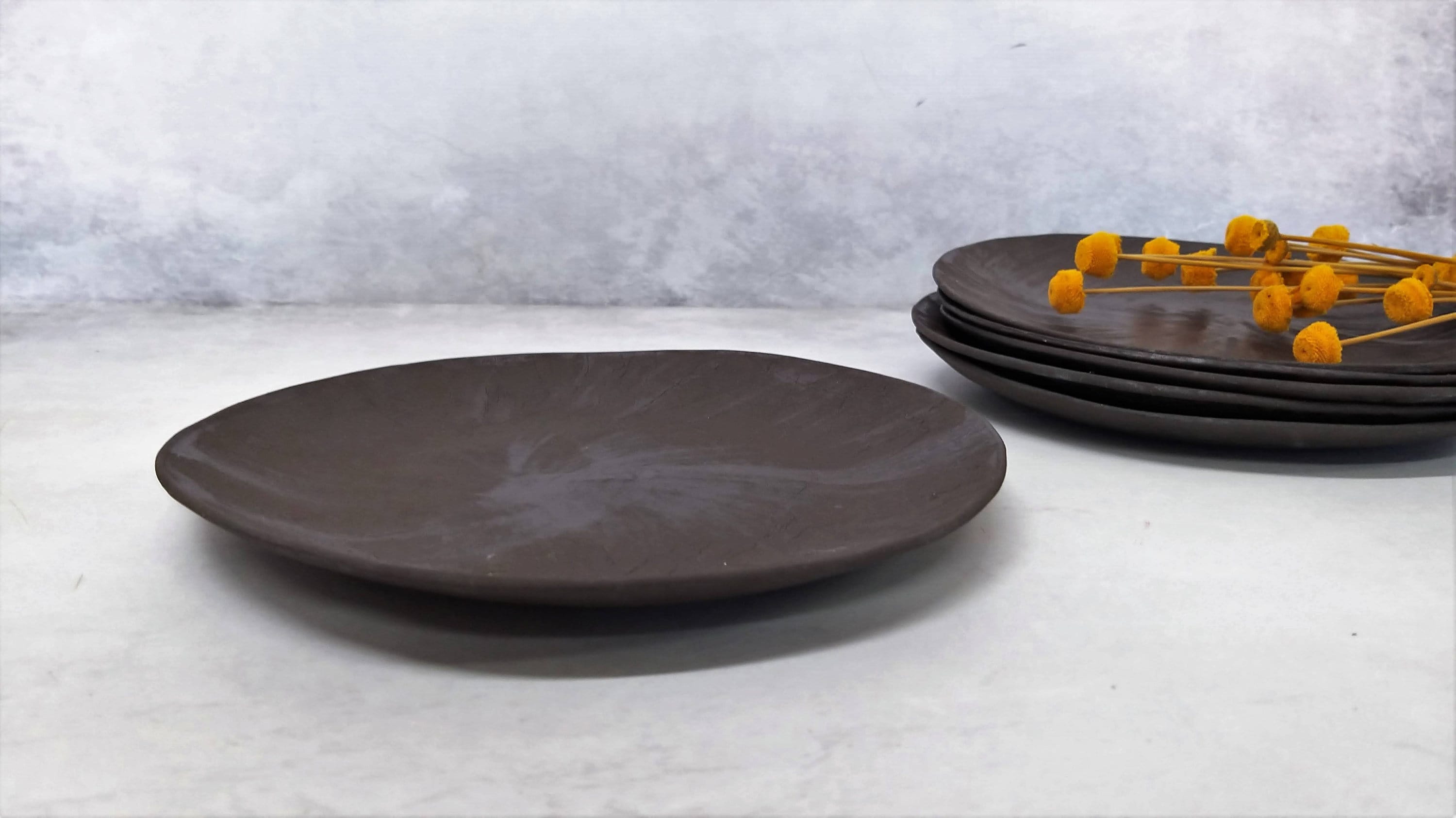 Black Ceramic Dinner Plates Set of 112 Rustic Dinnerware Etsy