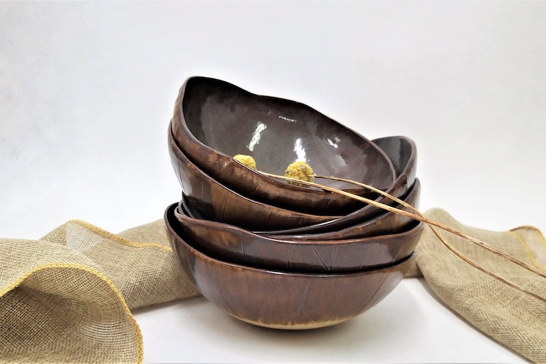 Rustic Ceramic Pasta Bowls, Noodle Bowls, Ramen Bowls, Artisan Bowls, Earthy Handmade Pottery Bowls, Large Soup Bowls, Japanese Rice Bowls image 2