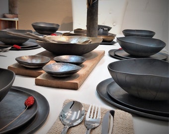 正規品販売！ Black 8, for Set Dinnerware Complete Dinnerware Wabi Set, 食器