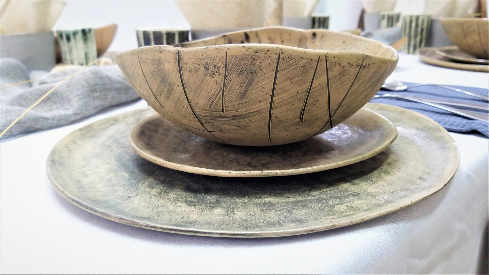 Rustic Dinnerware Set Handmade Ceramic Dish Set Unique - Etsy