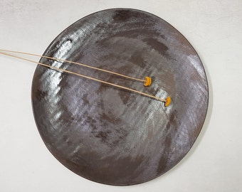 Large Ceramic Dinner Plate, Handmade Pottery Plate, Unique Black Plate, Rustic Dinner Plate, Stoneware Plate, Restaurants Plates