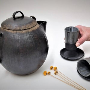 Keramik-Teetasse-Set mit Teekanne, handgemachtes Keramik-Tee-Set, Japanisches Tee-Set, Keramik-Tee-Set, einzigartiges Tee-Set, Teetasse-Geschenk-Set
