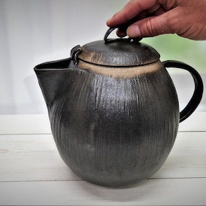 Black Ceramic Teapot, Ceramic Tea Kettle, Pottery Teapot, Large Ceramic Teapot, Handmade Teapot, Ceramic Coffee Pot, Unique Coffee Pot