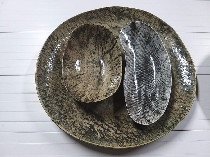 Unique Ceramic Plate Set Unusual Restaurant Plates Unique Etsy