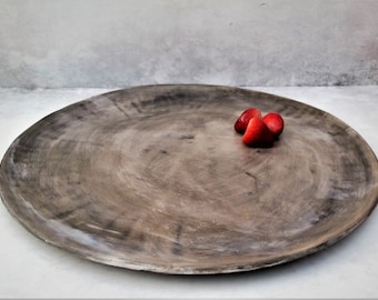 Ceramic Pizza Stone For Oven, Charger Plate, Large Serving Tray, Baking Stone, Large Round Tray, Ceramic Pizza Pan, Large Ottoman Tray