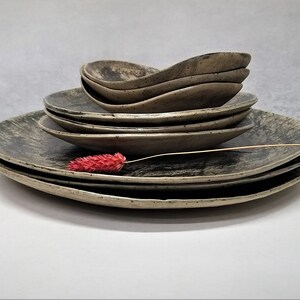 Ceramic Dinnerware Set, Unique Plate Set, Rustic Dish Set, Modern ...