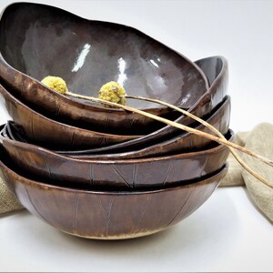 Rustic Ceramic Pasta Bowls, Noodle Bowls, Ramen Bowls, Artisan Bowls, Earthy Handmade Pottery Bowls, Large Soup Bowls, Japanese Rice Bowls image 6