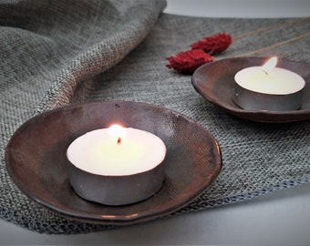 Unique Ceramic Candle Holder, Small Candle Holder, Rustic Candle Holder, Simple Tea Light Holder, Clay Candle Holder, Pottery Candleholder