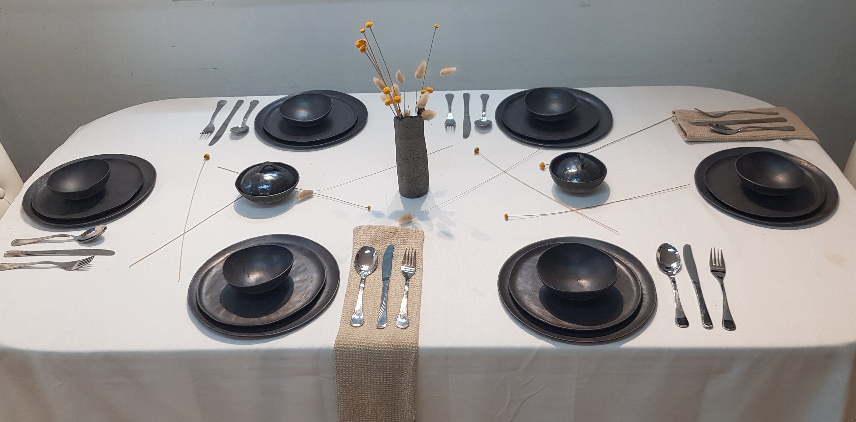 Modern Dishes, Black Matte Dishware Set, Japanese Dinnerware