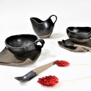 Espresso-Kaffeetassen-Set, Tassen und Untertassen-Set, Keramik-Espressokaffeetassen, Keramiktassen, handgefertigte Tassen, kleine Keramiktassen