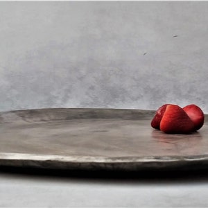 Rustic Black Ceramic Charger Plate, Large Round Tray, Handmade image 4